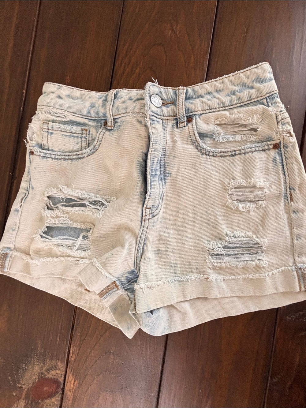 PacSun Distressed Light Blue High Waisted Distressed Denim Shorts SZ 24 Boho